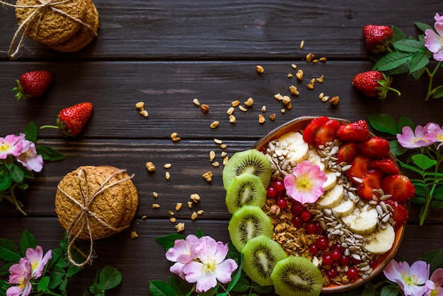 Oatmeal fruit and berries