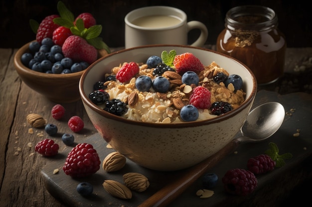 Oatmeal with berries and nuts