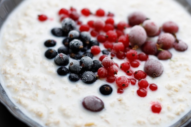 Oatmeal with wild berries Delicious and healthy breakfast