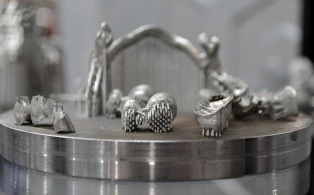 Object printed on metal 3d printer closeup