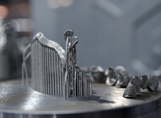 Object printed on metal 3d printer closeup