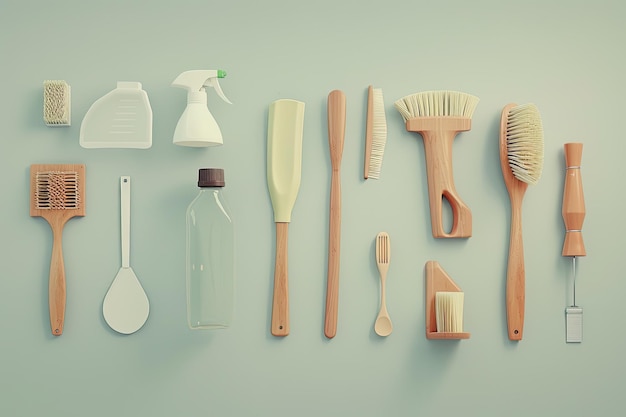 Objects ecological kitchen cleaning utensils