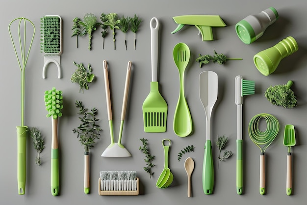 Objects ecological kitchen cleaning utensils