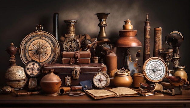 Photo objects and symbols representing different historical eras