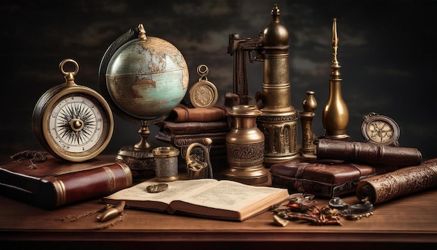 Photo objects and symbols representing different historical eras