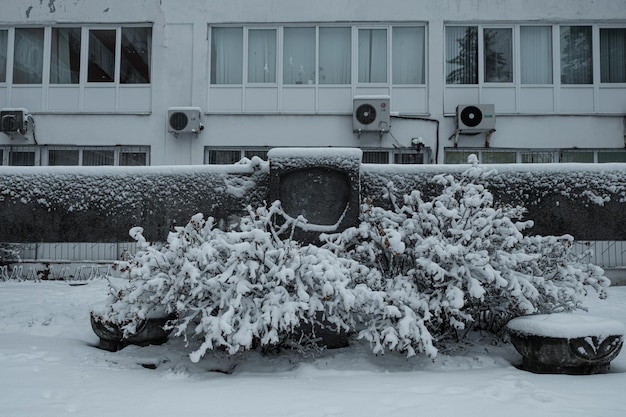 Obninsk city on Korolev street on a cloudy day