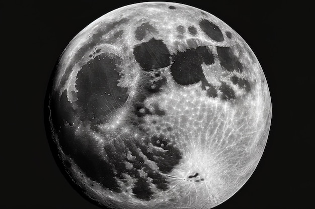 Observed via a telescope from the northern hemisphere the full moon is isolated above white