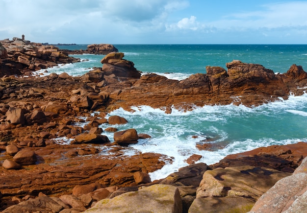 Ocean coast spring view  (between Perros-Guirec and Pleumeur-Bodou, Brittany, France)