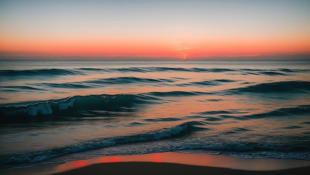 Ocean coast waves sunset Generative AI