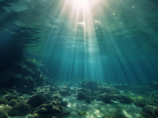 The ocean floor is covered in sunlight