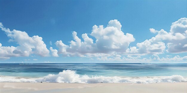 the ocean is on a sunny day with clouds