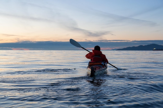 Ocean Kayaking during Sunset