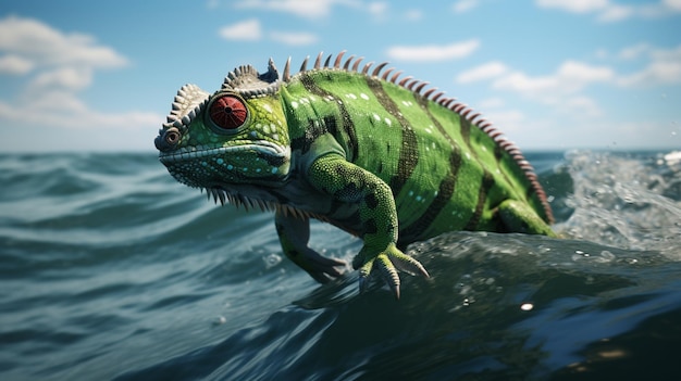 Ocean running animal Chameleon images Generative AI