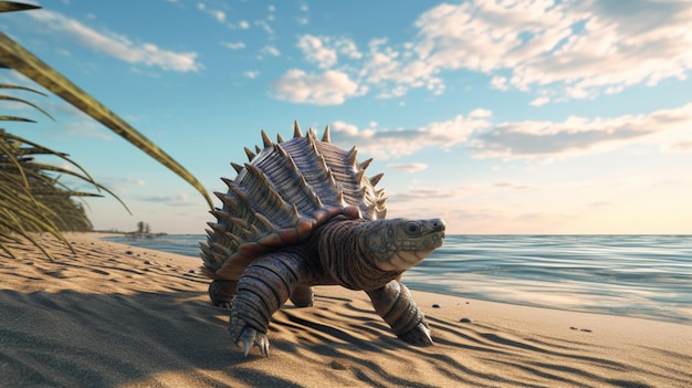 Ocean running armadillo animal image Generative AI