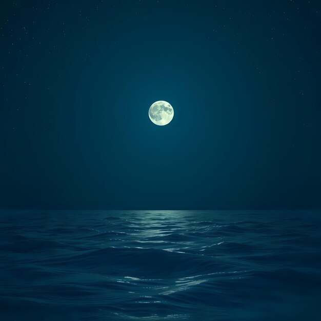 Ocean swiming at night with full moon rising