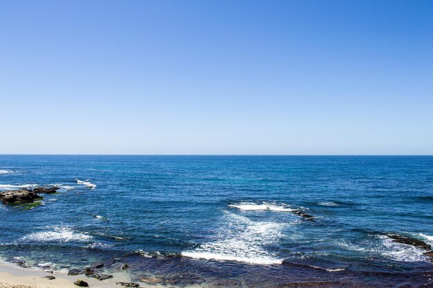 Ocean view of crashing waves in southern California west coast