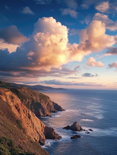 Photo ocean view from hilltop