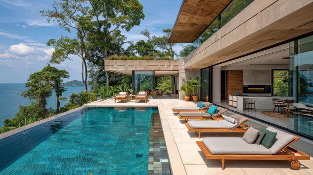 Ocean View Pool With Lounge Chairs