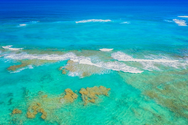 Ocean water surface aerial drone view