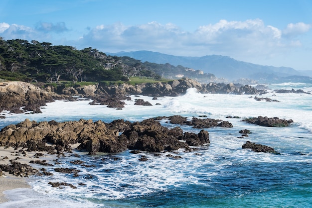 Ocean wave by the coast at Big sur near Highway 1 , California