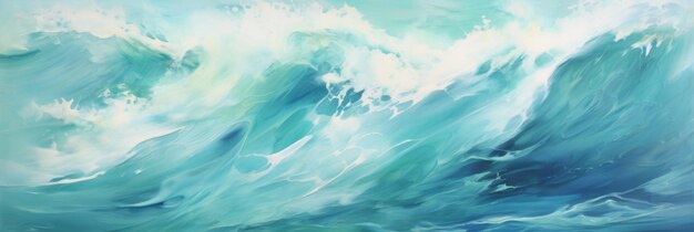 Photo ocean waves in abstract painting digital artwork generative ai