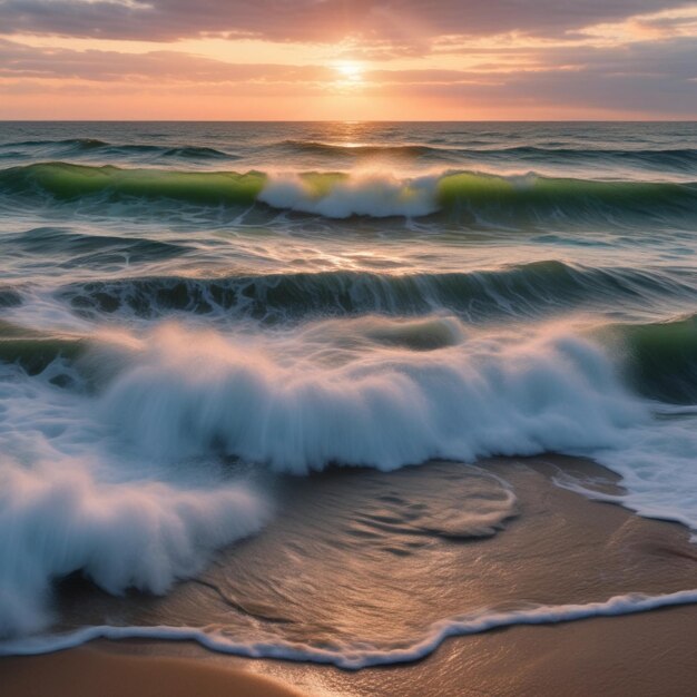 Ocean waves crashing on shore during