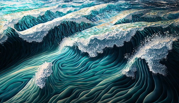 Ocean Waves Pattern Generative AI