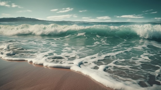 Ocean waves and sandy beach Generative Ai