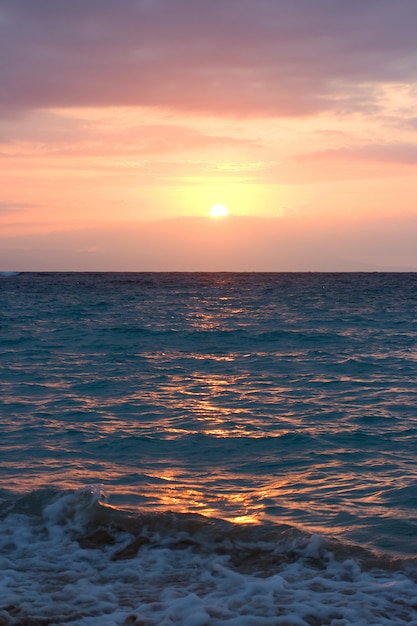 Ocean waves on sunrise