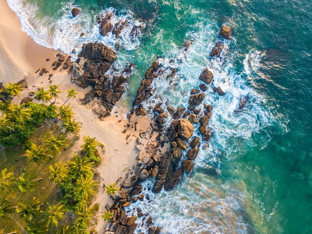 Ocean waves at sunset Sri Lanka Drone photo