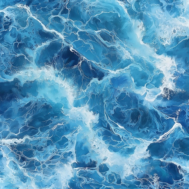 The ocean with blue and white waves