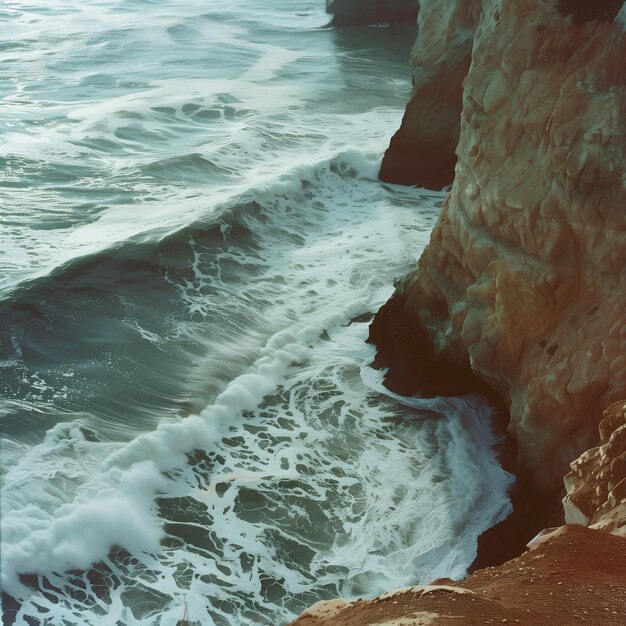 Photo ocean with waves and cliffs