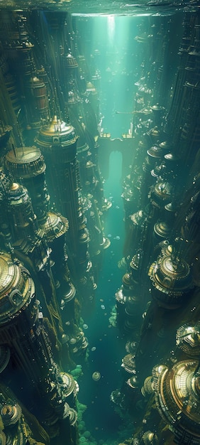 Photo an ocean world where vast underwater cities house an advanced civilization of aquatic beings