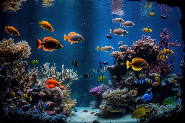 In an oceanarium a fish tank is included