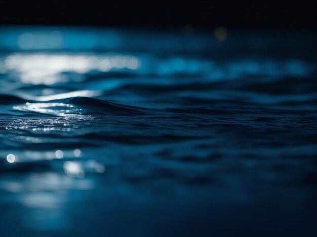 Oceanic Noir Blue Ocean Water on a Black Grainy Gradient Background