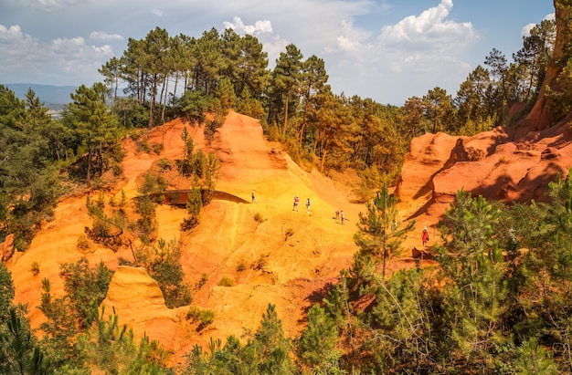 Ocher mountain park Le Sentier des Ocres near village Roussillon Vaucluse Provence France