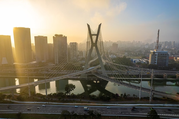 Octavio Frias de Oliveira Bridge in Sao Paulo Brazil South America