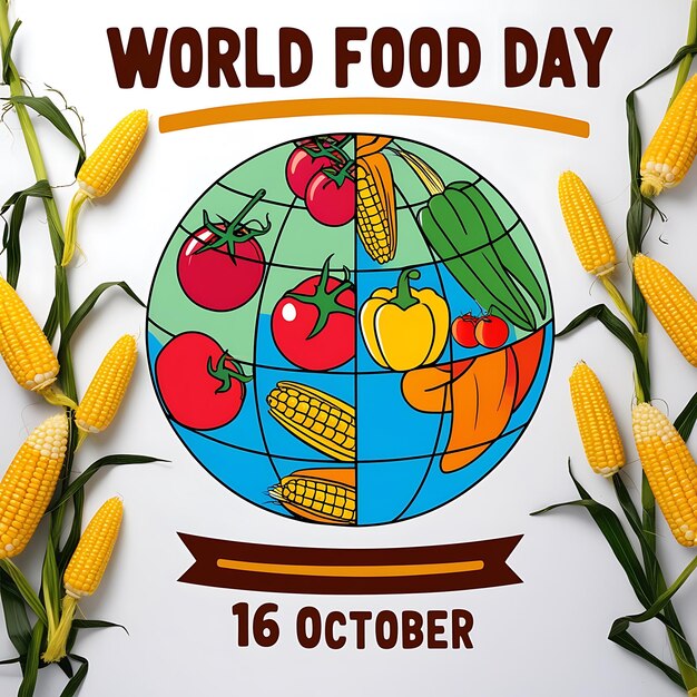 Photo on october 16 a creative writing for world food day features fruits on a globe background