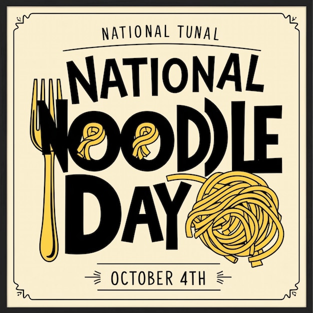 October 6 Poster Template Design with Vector Illustration for National Noodle Day Banner Background