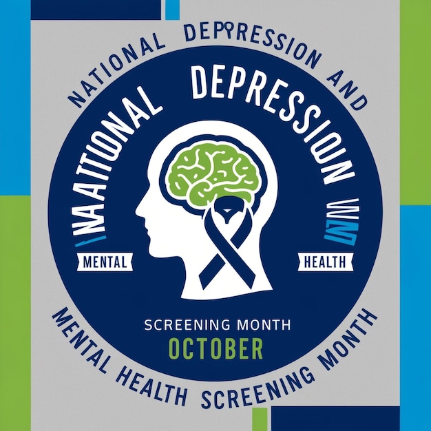 Photo october national depression and mental health screening month background template