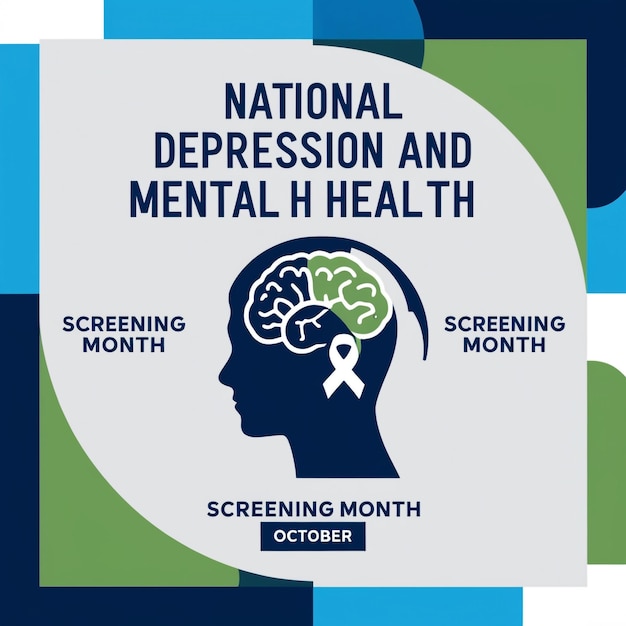 Photo october national depression and mental health screening month background template