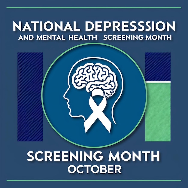 Photo october national depression and mental health screening month background template