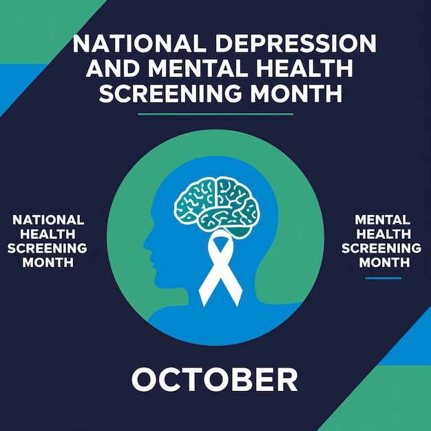 Photo october national depression and mental health screening month background template