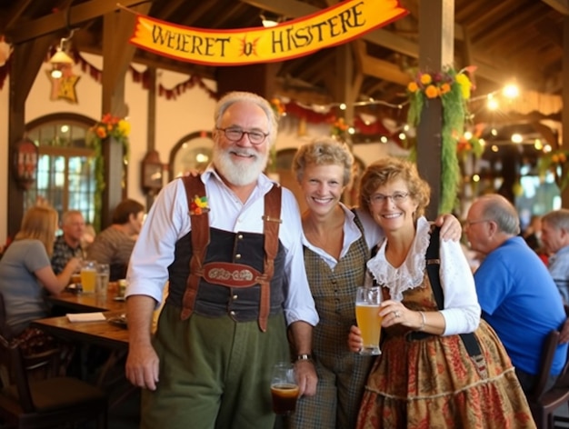 Photo octoberfest holding a mug of beer and smiling