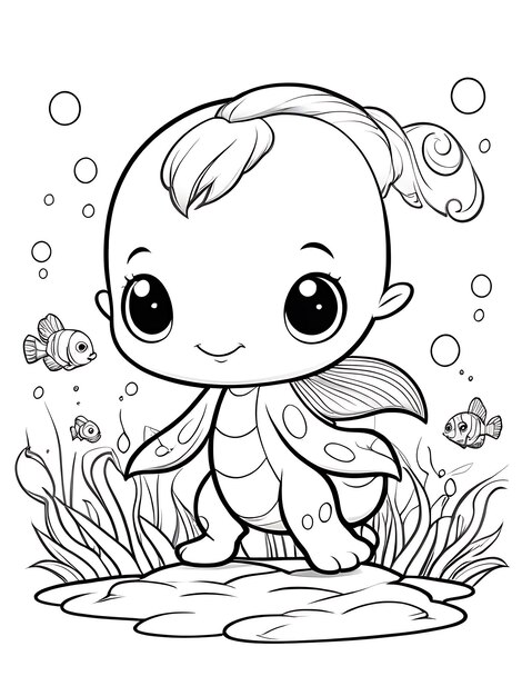 Photo octopus coloring page coloring drawing white background white color ai generated