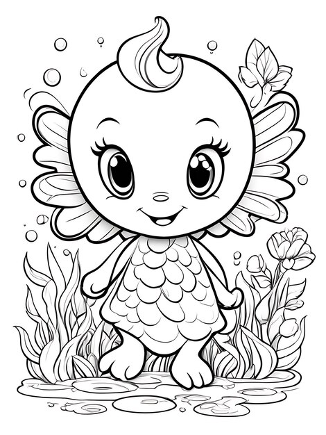 Octopus coloring page coloring drawing white background white color ai generated