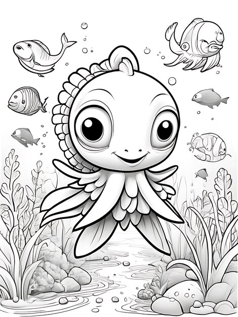 Octopus coloring page coloring drawingwhite background white color ai generated