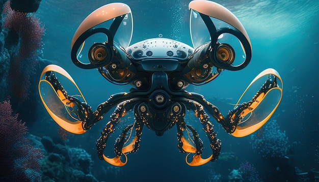 Octopus drone digital art illustration Generative AI