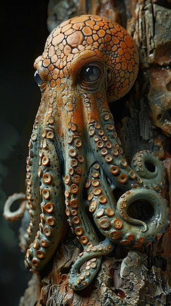 an octopus has a green nose and has a large ring on it