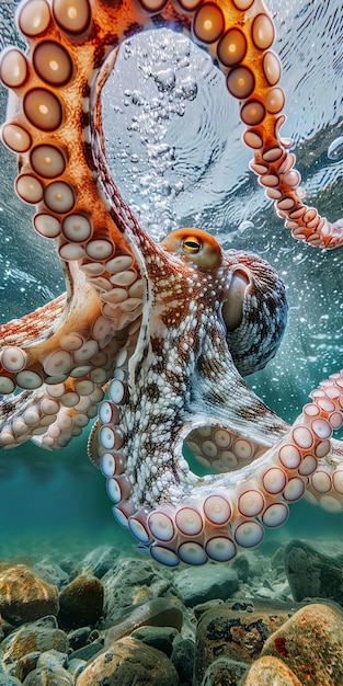 Photo an octopus has an octopus on its head